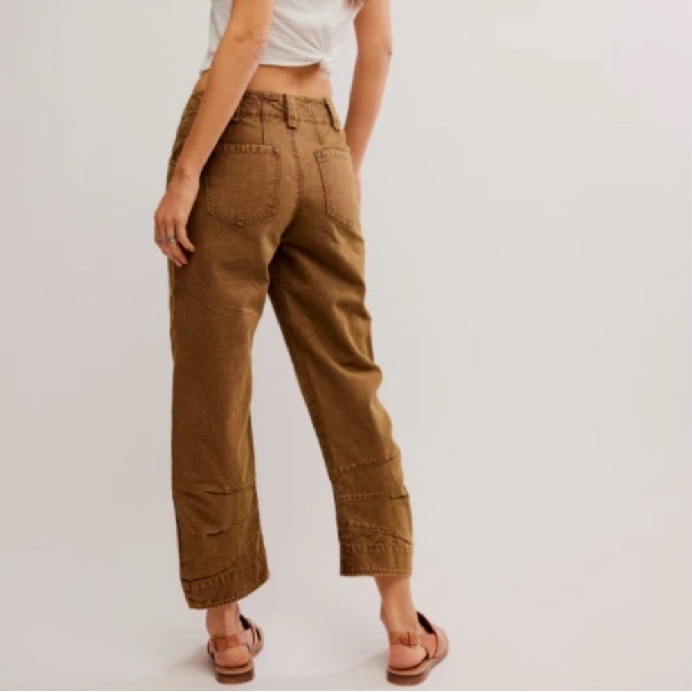 FREE PEOPLE x WE THE FREE SuperSonic Slim Cropped Brown Jeans Size 2 - Picture 3 of 12